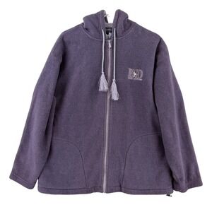 Big Dogs Jacket Womens Small Purple Fleece Hooded Full Zip Tassel BD Logo